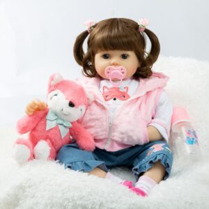 Poupée Reborn Fille Doudou Rose - Elina