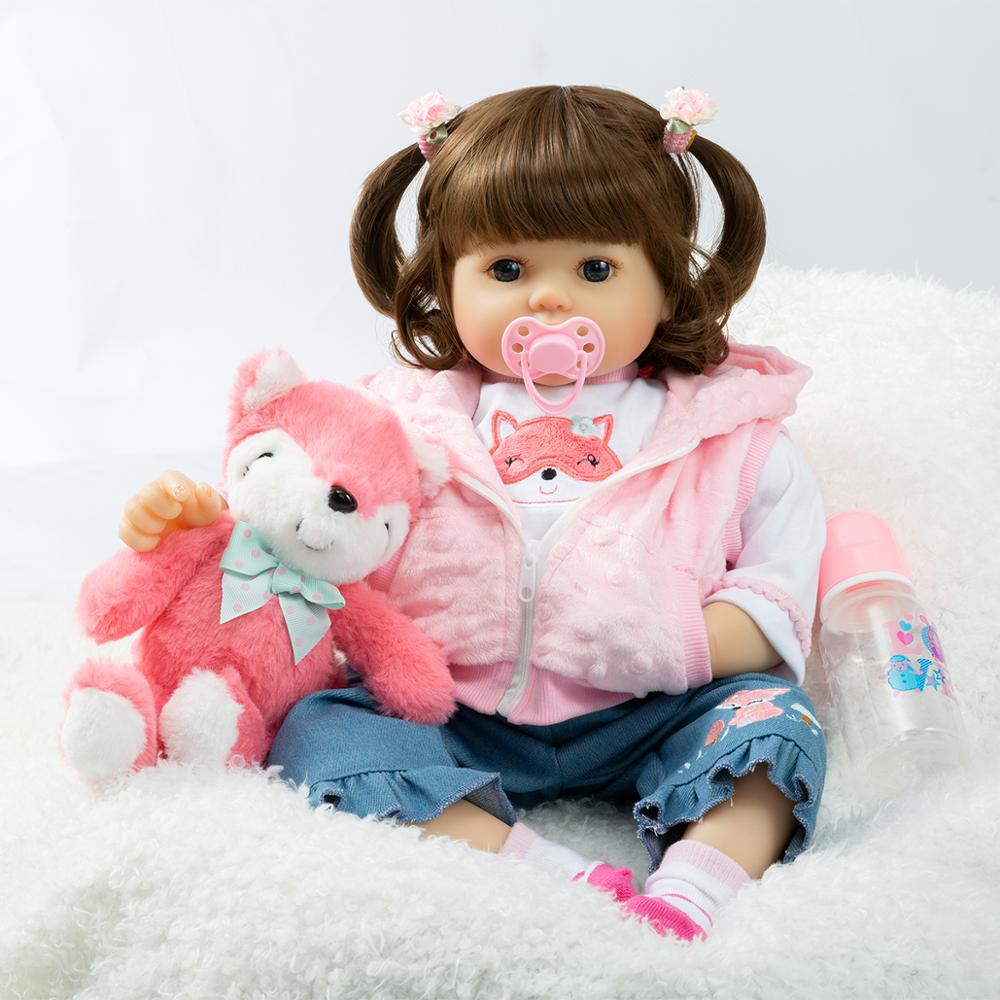 Poupée Reborn Fille Doudou Rose - Elina