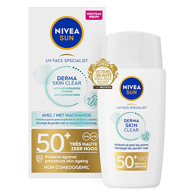 NIVEA SUN Derma Skin Clear – Protection Solaire Visage FPS 50+ Matifiante